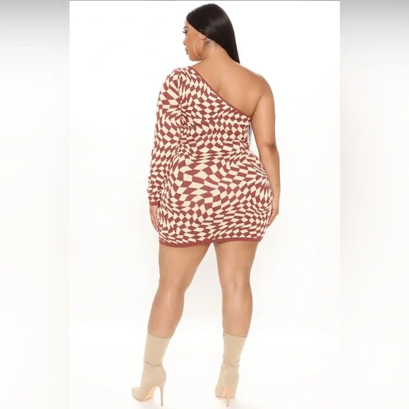 Illusions Sweater Mini Dress - Brown/combo - Picture 2 of 4